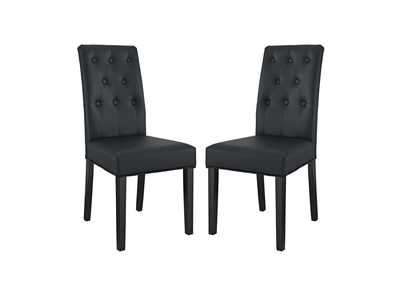 Black Confer Dining Side Chair Vinyl [Set of 2]