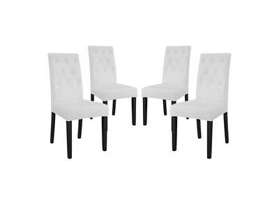 White Confer Dining Side Chair Vinyl [Set of 4]