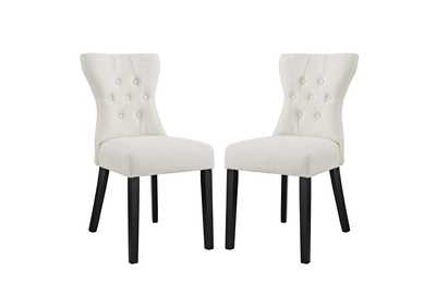 Beige Silhouette Dining Side Chairs Upholstered Fabric [Set of 2]