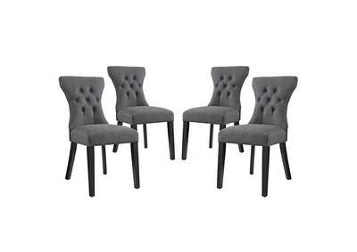 Gray Silhouette Dining Side Chairs Upholstered Fabric [Set of 4]