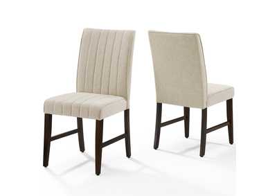 Image for Beige Motivate Channel Tufted Upholstered Fabric Dining Chair [Set of 2]