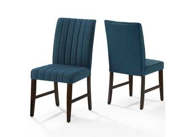 Image for Blue Motivate Channel Tufted Upholstered Fabric Dining Chair [Set of 2]