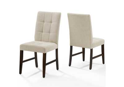 Beige Promulgate Biscuit Tufted Upholstered Fabric Dining Chair [Set of 2]