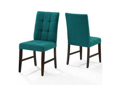 Image for Teal Promulgate Biscuit Tufted Upholstered Fabric Dining Chair [Set of 2]