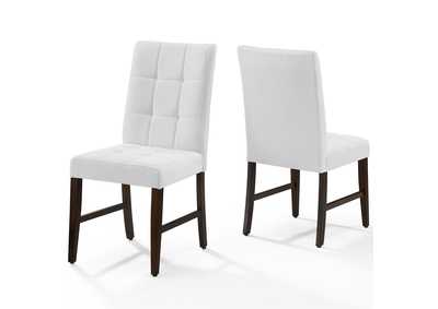 White Promulgate Biscuit Tufted Upholstered Fabric Dining Chair [Set of 2]