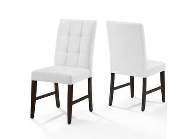 Image for White Promulgate Biscuit Tufted Upholstered Faux Leather Dining Side Chair [Set of 2]