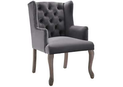 Gray Realm French Vintage Dining Performance Velvet Arm Dining Chair