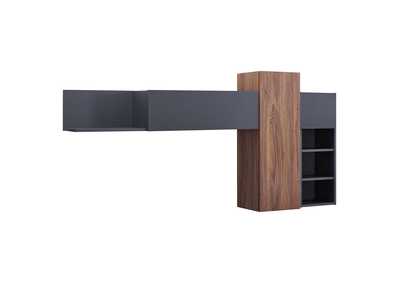 Image for Walnut Gray Scope Wall Mounted Shelves