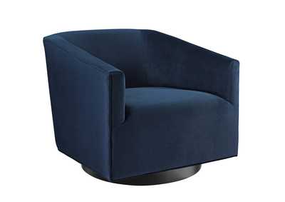 Image for Midnight Blue Twist Accent Lounge Performance Velvet Swivel Chair