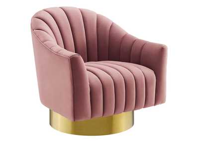 Image for Dusty Rose Buoyant Vertical Channel Tufted Accent Lounge Performance Velvet Swivel Chair