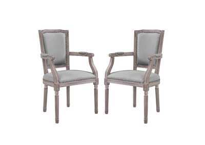 Light Gray Penchant Arm Dining Chair Upholstered Fabric [Set of 2]