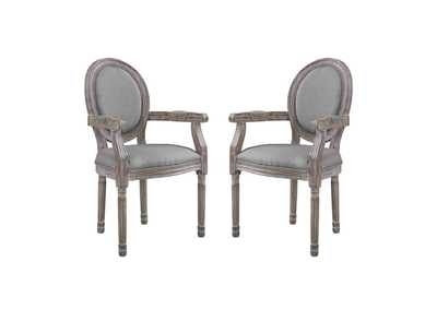 Light Gray Emanate Arm Dining Chair Upholstered Fabric [Set of 2]