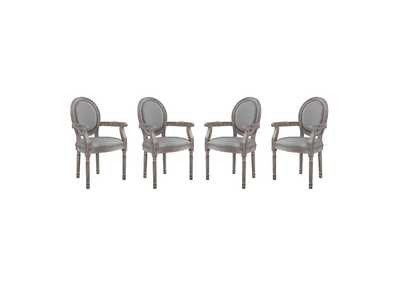 Light Gray Emanate Arm Dining Chair Upholstered Fabric [Set of 4]