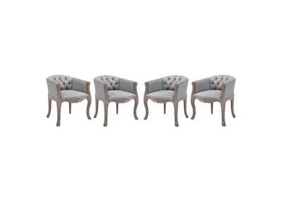 Image for Light Gray Crown Arm Dining Chair Upholstered Fabric [Set of 4]