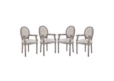 Beige Arise Arm Dining Chair Upholstered Fabric [Set of 4]