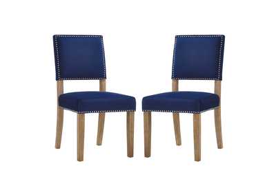 Navy Oblige Dining Chair Wood [Set of 2]