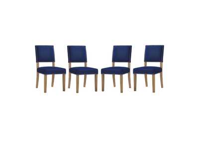 Navy Oblige Dining Chair Wood [Set of 4]