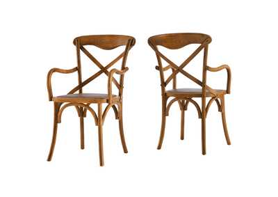 Walnut Gear Arm Dining Chair [Set of 2]