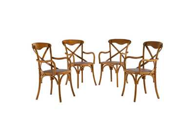 Walnut Gear Arm Dining Chair [Set of 4]