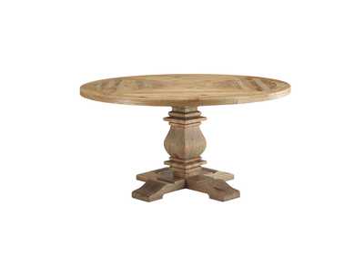 Image for Brown Column 59" Round Pine Wood Dining Table