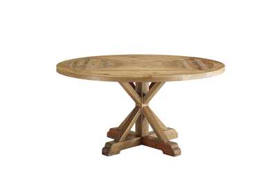 Brown Stitch 59" Round Pine Wood Dining Table