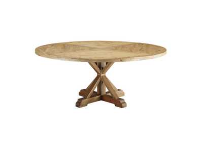 Brown Stitch 71" Round Pine Wood Dining Table