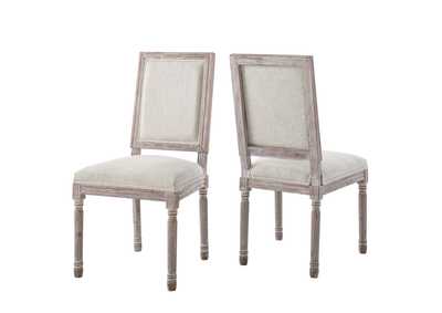 Image for Beige Court Dining Side Chair Upholstered Fabric [Set of 2]