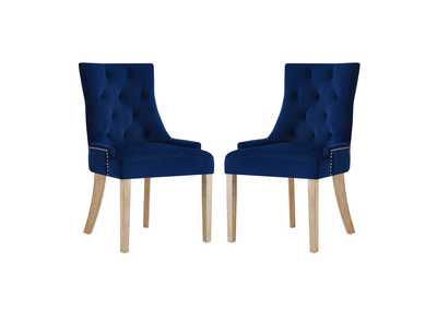 Navy Pose Dining Chair Performance Velvet [Set of 2]