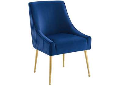 Image for Navy Discern Pleated Back Upholstered Performance Velvet Dining Chair