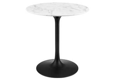 Black White Lippa 28" Round Artificial Marble Dining Table