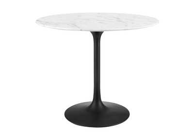 Image for Black White Lippa 36" Round Artificial Marble Dining Table