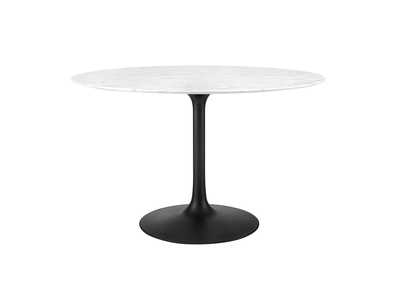 Image for Lippa Black White 47" Round Artificial Marble Dining Table