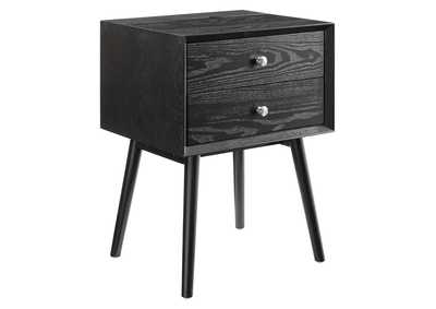 Image for Black Black Ember Wood Nightstand With USB Ports