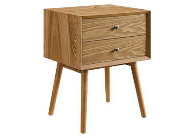 Image for Natural Natural Ember Wood Nightstand With USB Ports