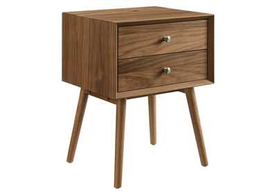 Image for Walnut Walnut Ember Wood Nightstand With USB Ports