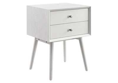 Image for White White Ember Wood Nightstand With USB Ports