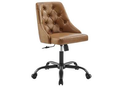 Image for Black Tan Distinct Tufted Swivel Vegan Leather Office Chair