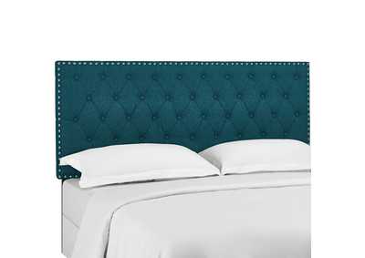 Helena Teal Tufted King and California King Upholstered Linen Fabric Headboard