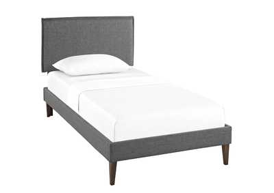 Image for Gray Amaris Platform Twin Bed - Fabric with Squared Tapered Legs