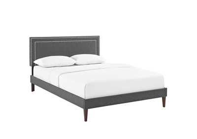 Image for Gray Virginia Platform Full Bed - Fabric with Squared Tapered Legs