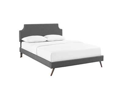 Image for Gray Corene Platform Full Bed - Fabric with Round Splayed Legs