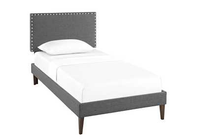 Image for Gray Macie Platform Twin Bed - Fabric with Squared Tapered Legs