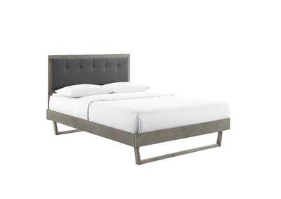 Image for Gray Charcoal Willow Full Wood Platform Bed With Angular Frame