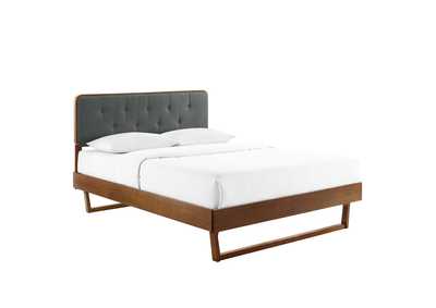 Image for Walnut Charcoal Bridgette Full Wood Platform Bed With Angular Frame