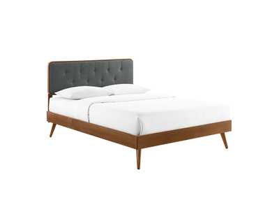 Image for Walnut Charcoal Bridgette Full Wood Platform Bed With Splayed Legs