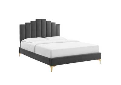 Image for Charcoal Elise Twin Performance Velvet Platform Bed