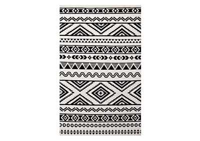 Black and White Haku Geometric Moroccan Tribal 8x10 Area Rug