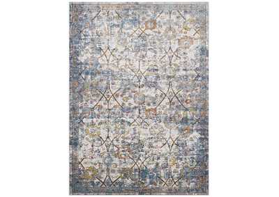Image for Light Blue, Yellow and Orange Minu Distressed Floral Lattice 8x10 Area Rug
