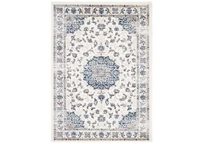 Image for Ivory and Moroccan Blue Lilja Distressed Vintage Persian Medallion 5x8 Area Rug