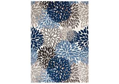 Blue, Brown and Beige Calithea Vintage Classic Abstract Floral 5x8  Area Rug